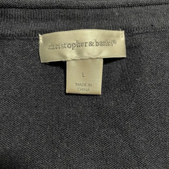 Christopher & Banks Button Up Knit Cardigan 3/4‎ Sleeve Beads Embellished Large - Picture 8 of 9